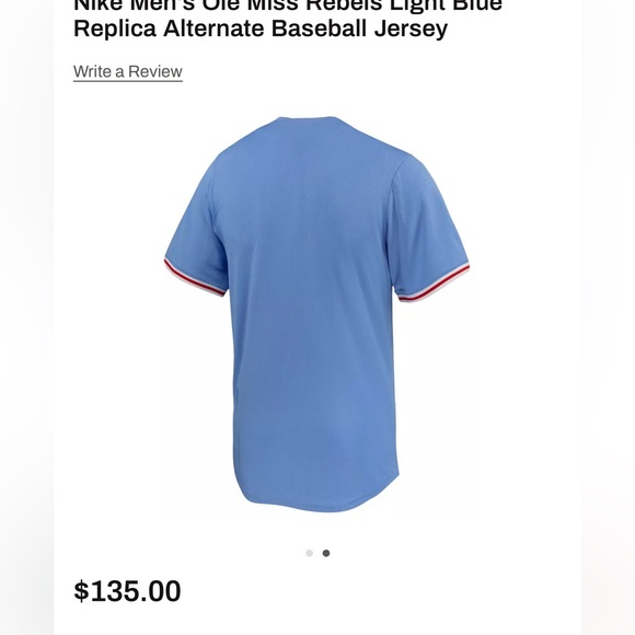 New Ole Miss Baseball Nike Jersey XL light blue & Red - Picture 2 of 11